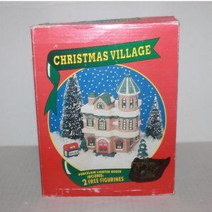 Vintage Porcelain Electric Lighted Christmas Village House